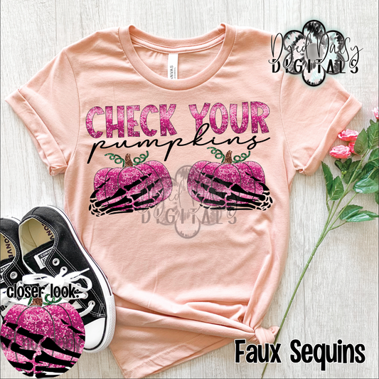 Check your Pumpkins Pink Faux Sequins Digital Download