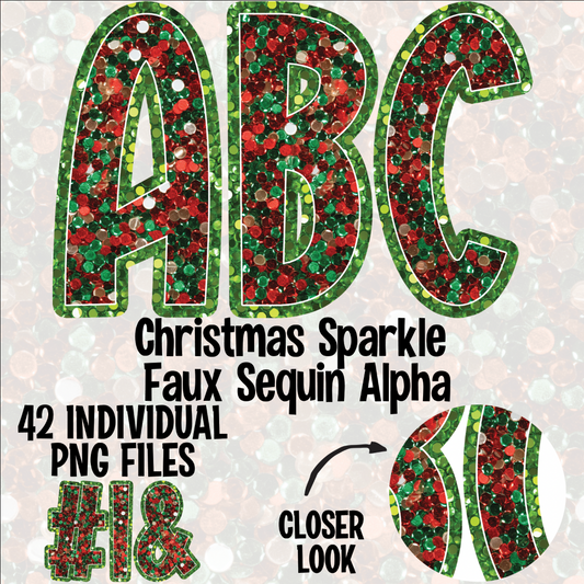 Christmas Sparkle Faux Sequin Alpha Set Digital Download