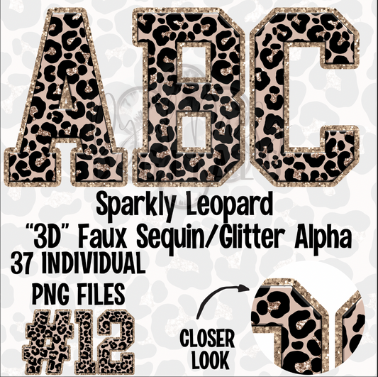 Sparkly Leopard Faux Sequins/Glitter Alpha Set Digital Download