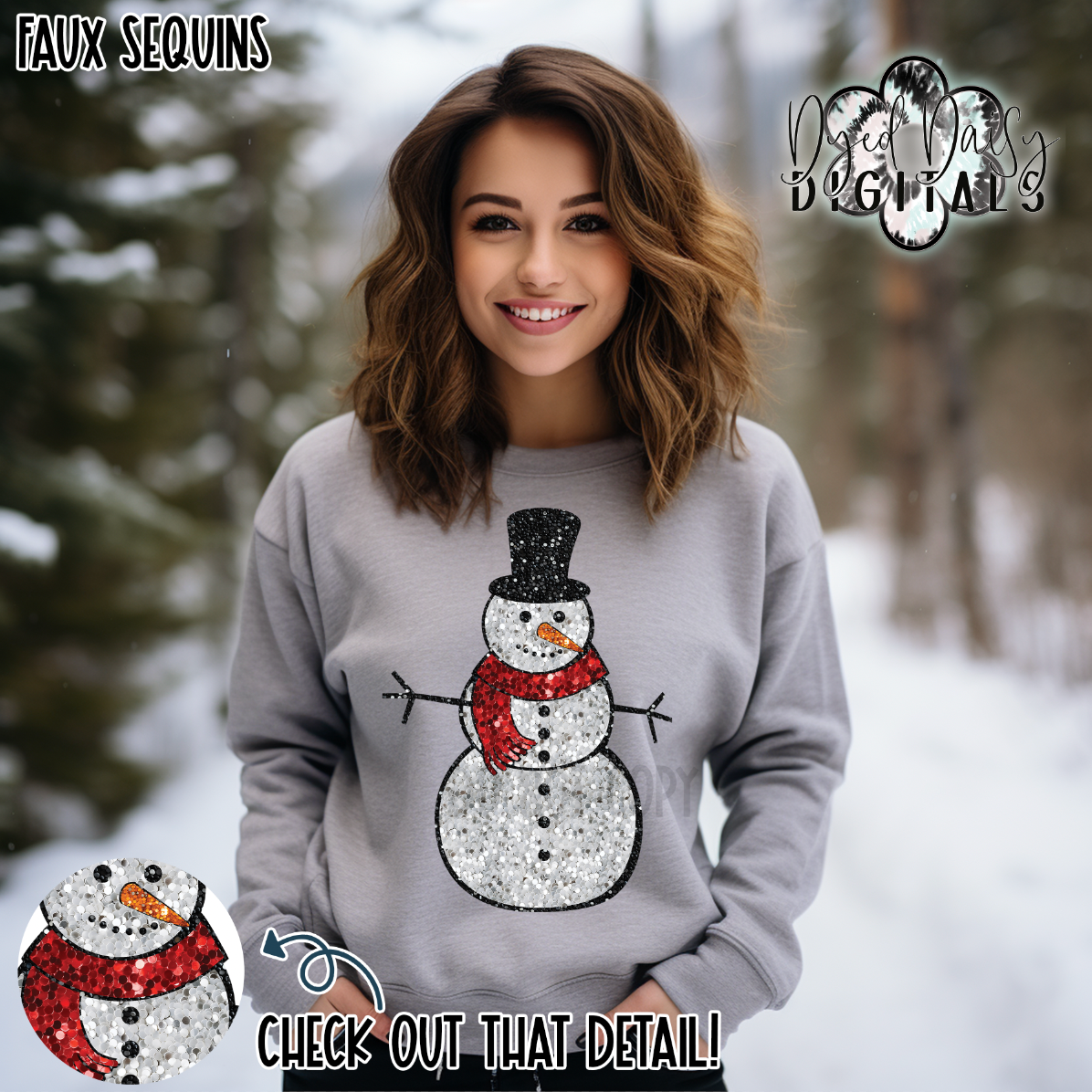 Snowman - Faux Sequins - Digital Download