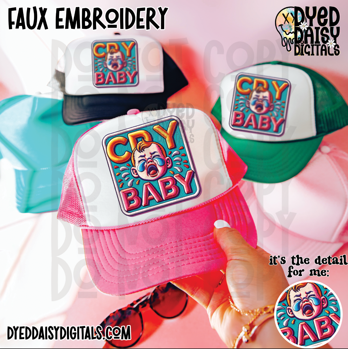 Crybaby Faux Embroidery Patch - Digital Download