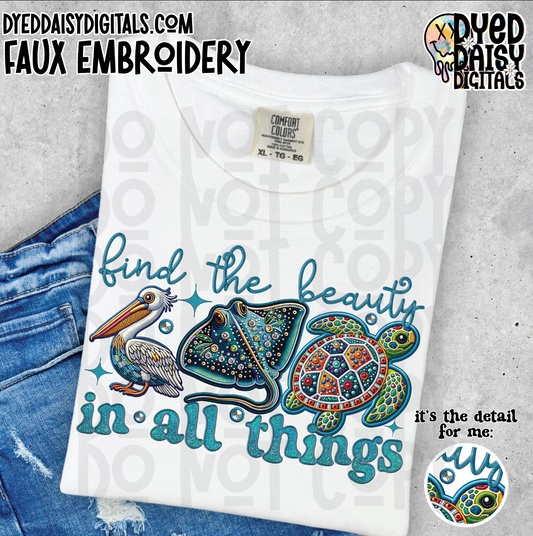 Find the Beauty - Faux Sequin/Embroidery - Digital Download