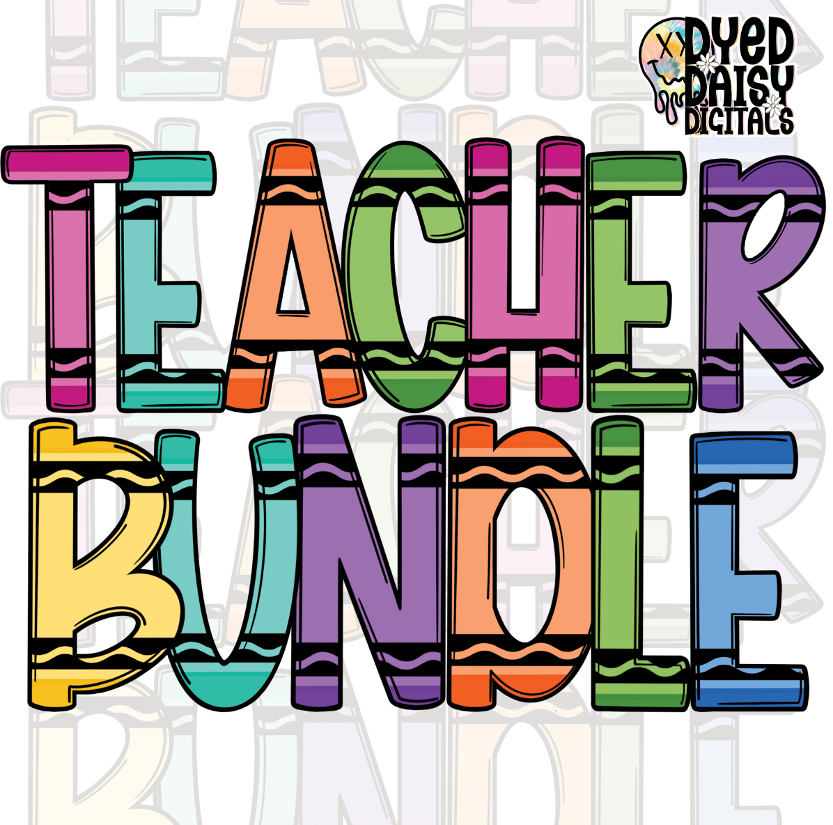 Crayon Teacher BUNDLE  with Mock-Ups - Digital Download