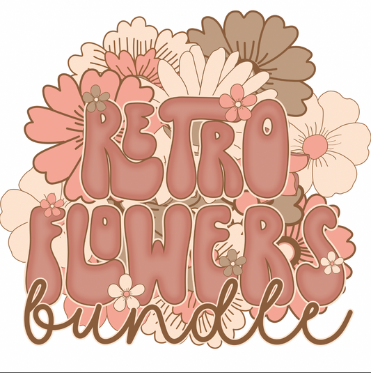 Retro Flowers Teacher BUNDLE  with Mock-Ups - Digital Download