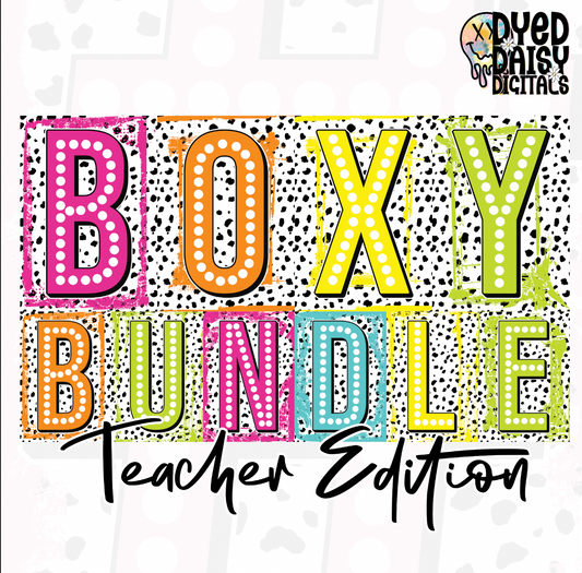 Boxy Neon TEACHER BUNDLE  with Mock-Ups - Digital Download