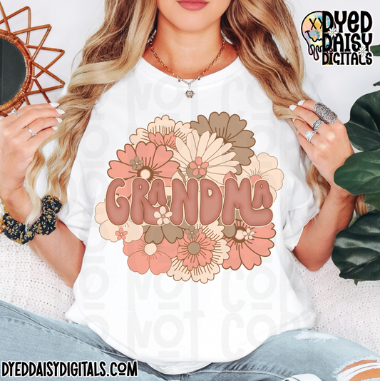 Retro Flowers Grandma - Digital Download