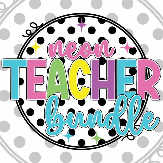 Neon 80s Polka Dot TEACHER BUNDLE with Mock-Ups - Digital Download