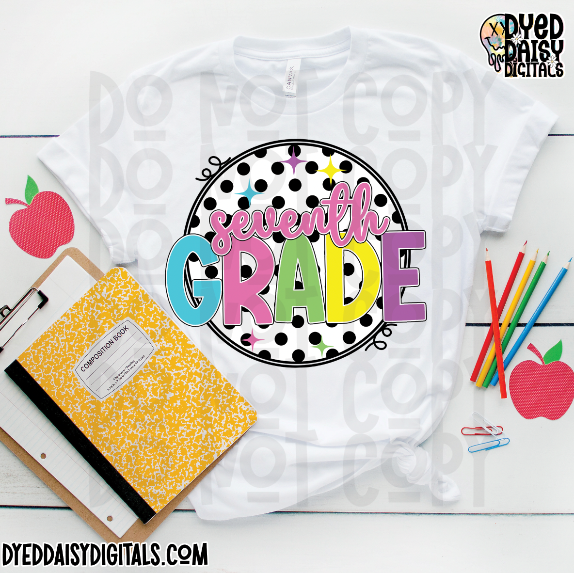 Neon 80s Polka Dot 7th Grade - Digital Download