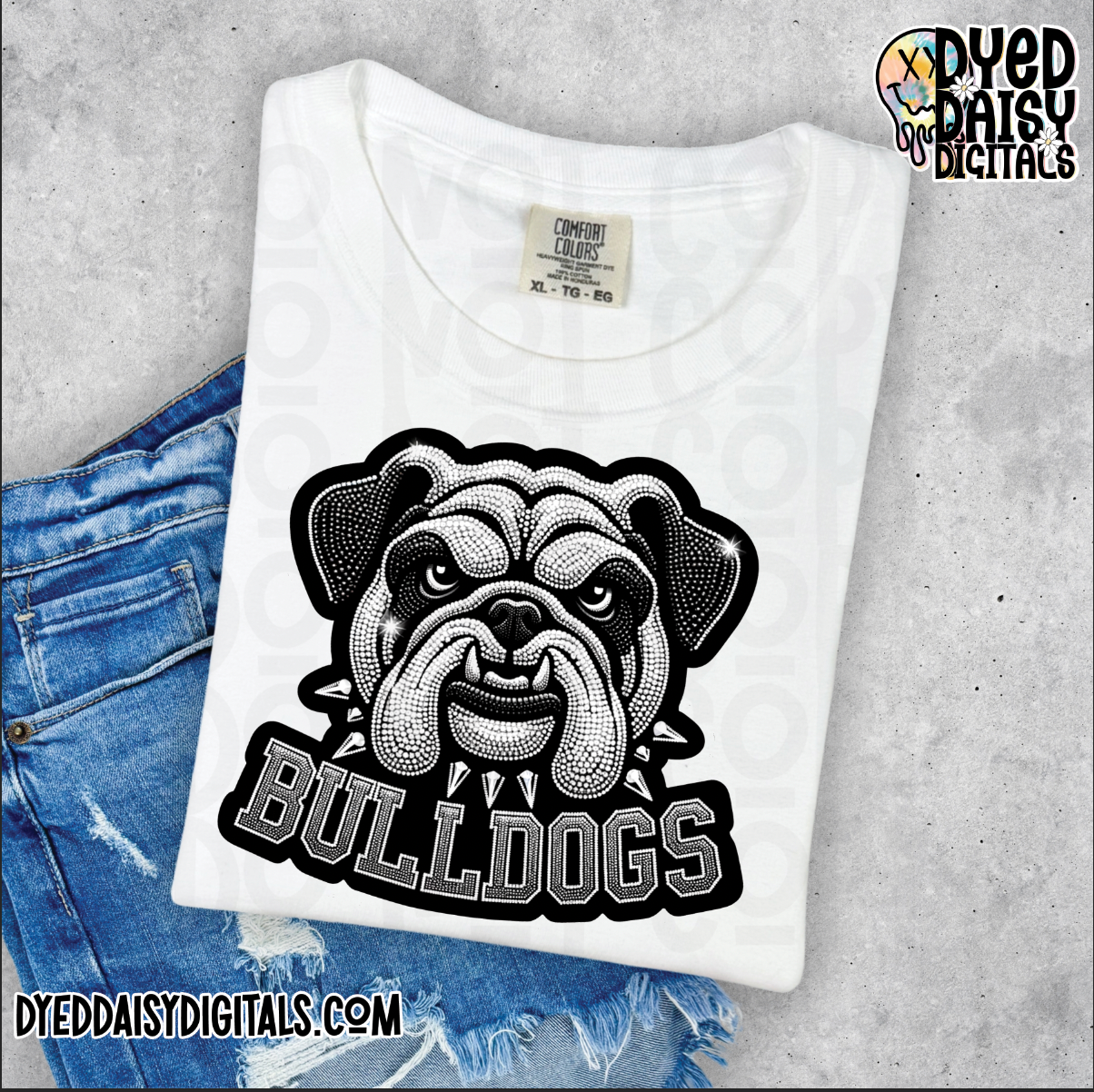 Bulldogs Mascot - Faux Rhinestone Digital Download