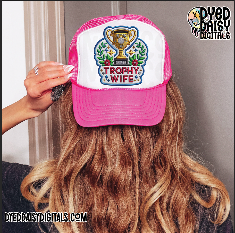 Trophy Wife Faux Embroidery Patch - Digital Download