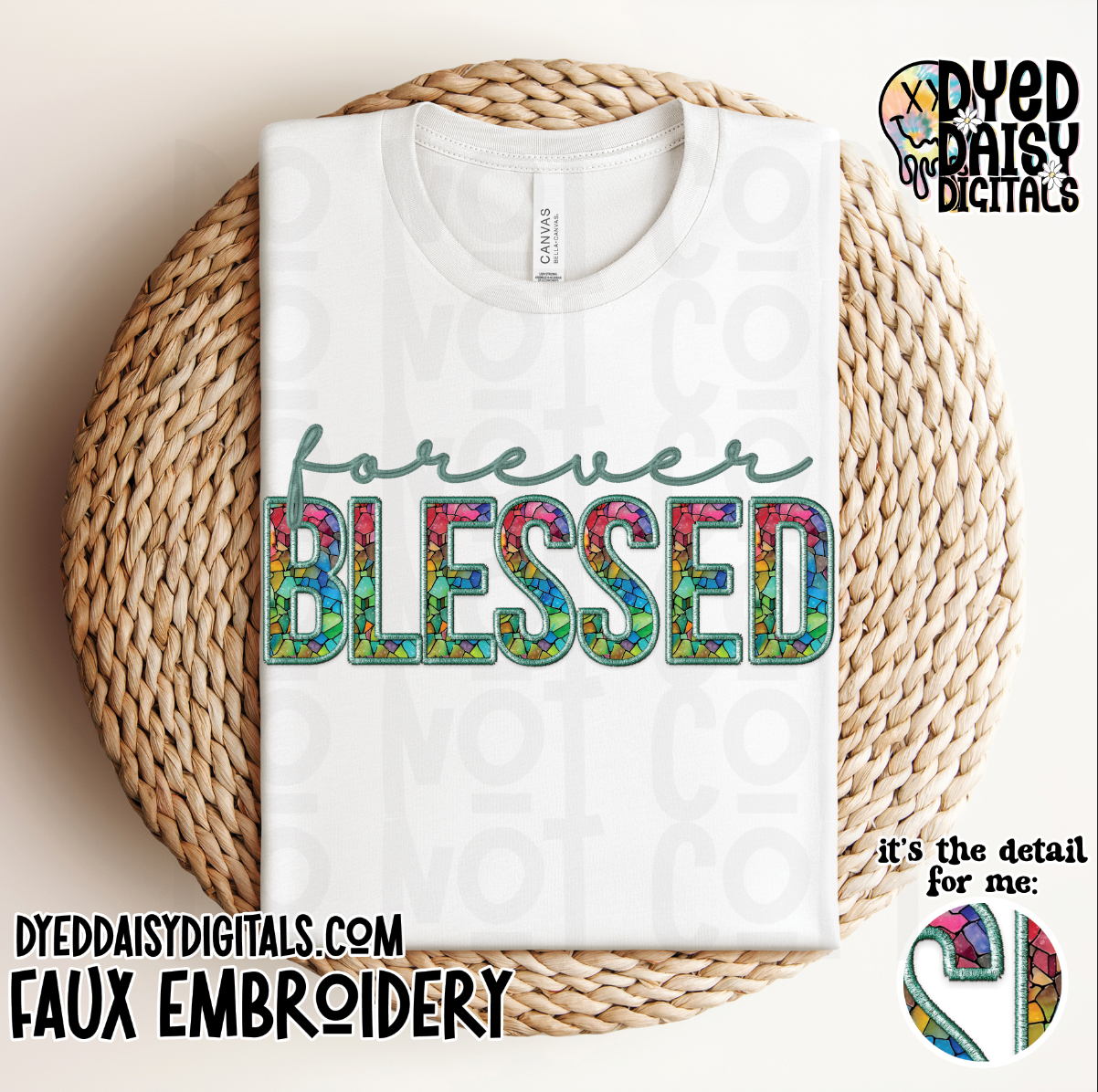 Forever Blessed Faux Embroidery Digital Download