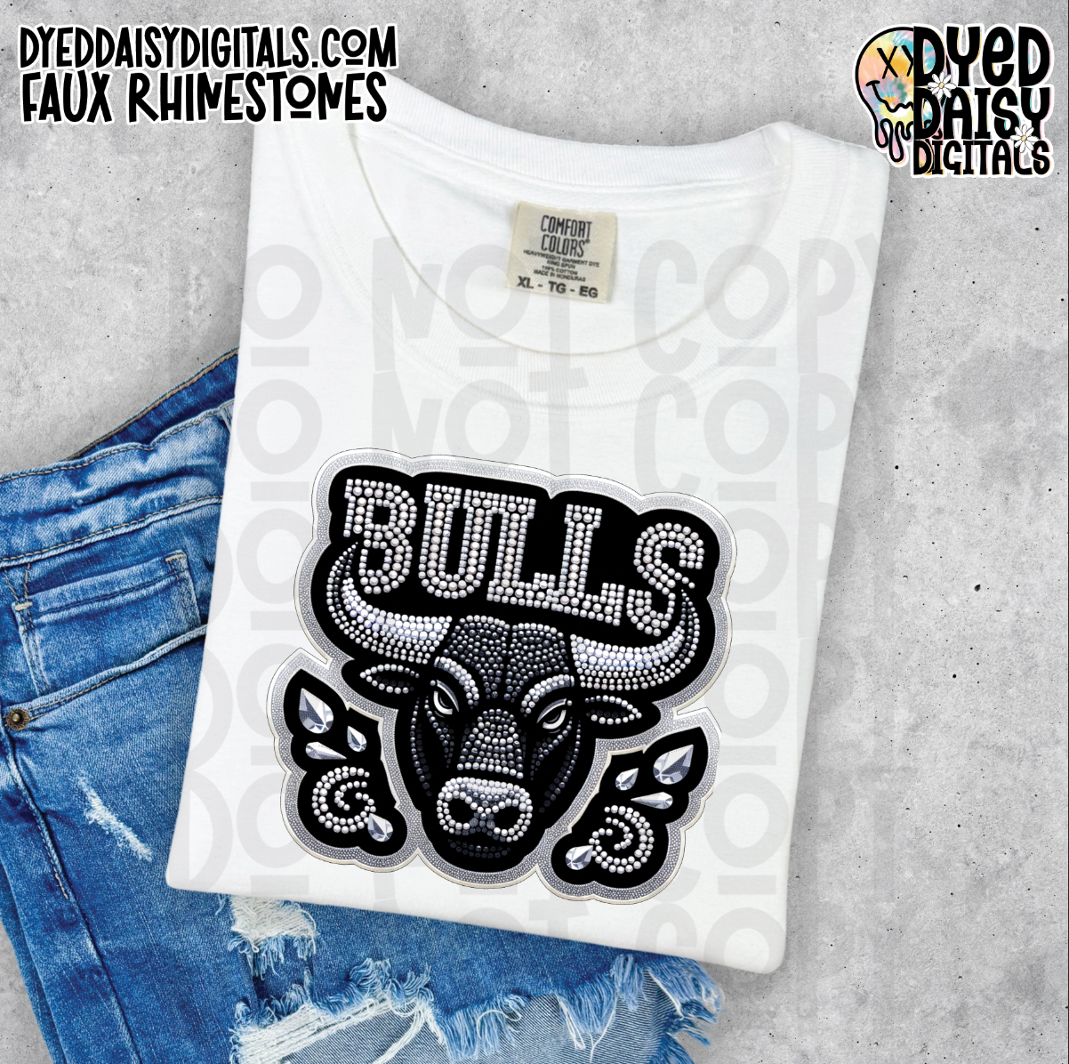 Mascot Bulls - Faux Rhinestone Digital Download