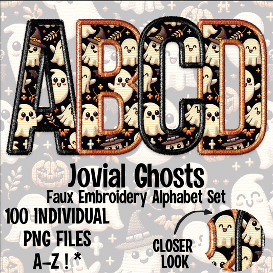 Jovial Ghosts Faux Embroidery Alpha Set Digital Download