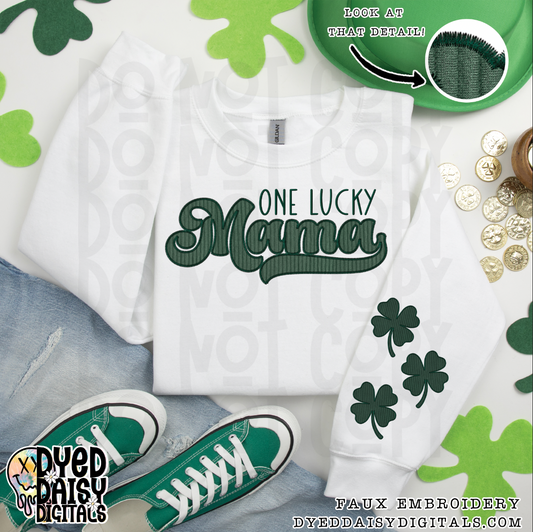 One Lucky Mama Faux Embroidery - Digital Download