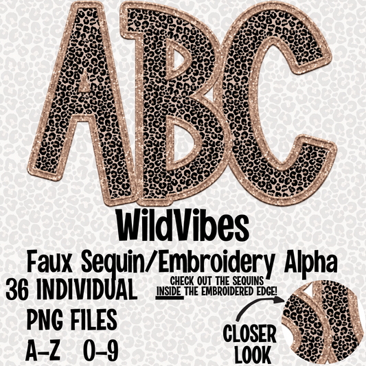 WildVibes Faux Sequins Faux Embroidery Alpha Set Digital Download