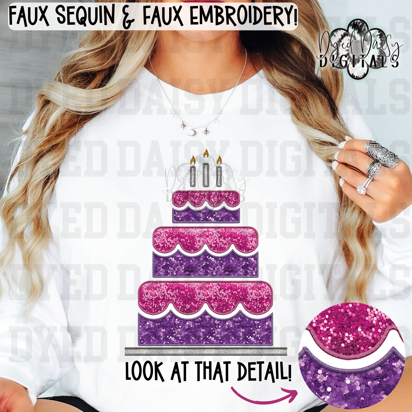 Cake Cake Cake - Faux Embroidery - Faux Sequins - Digital Download