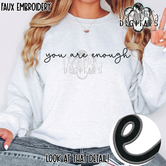 You are Enough Faux Embroidery Digital Download