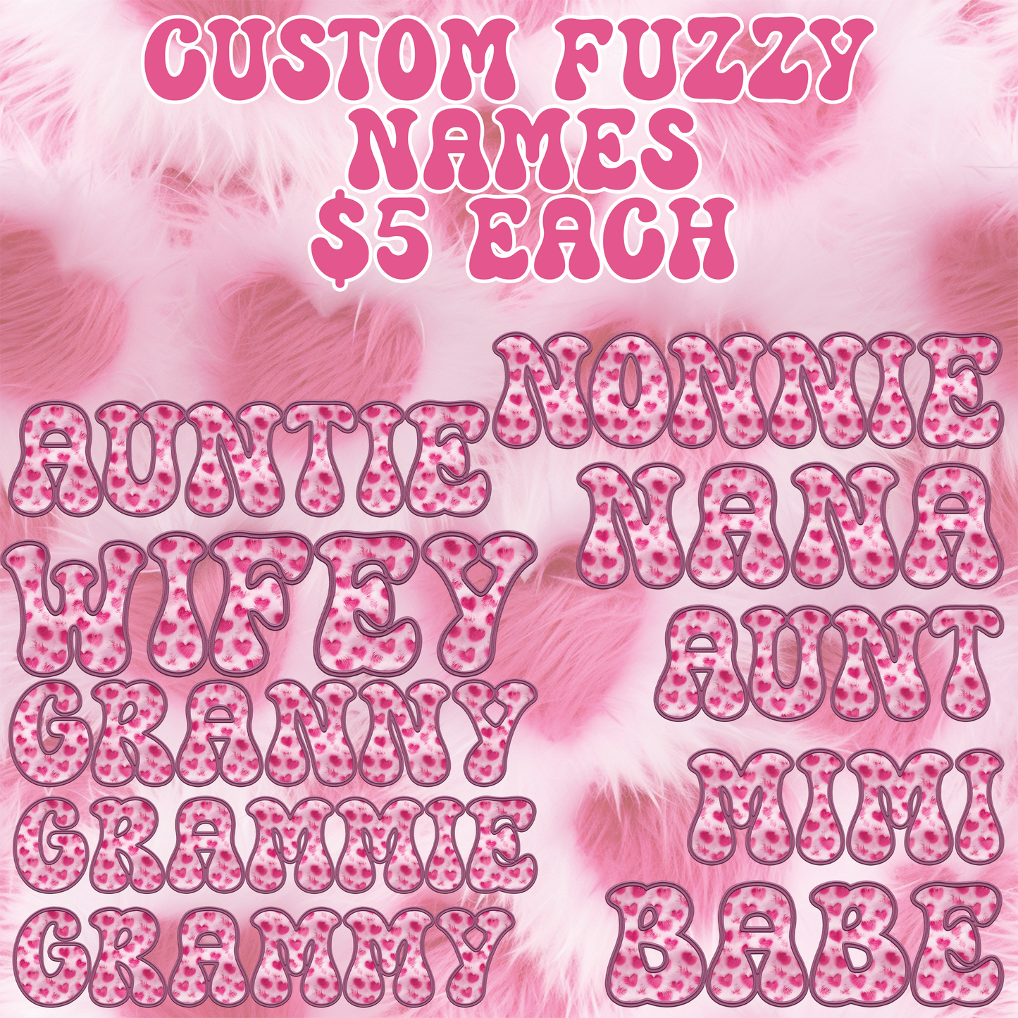 Custom Name Fuzzy Heart