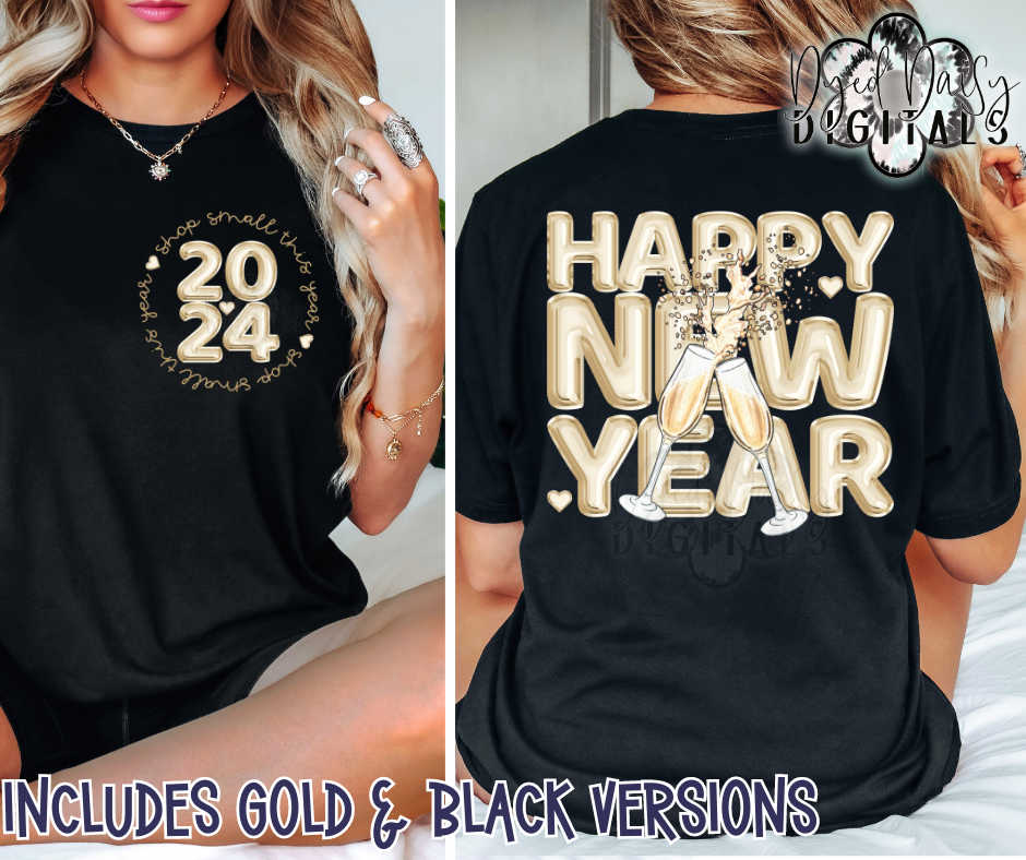 Happy New Year Balloon Gold and Black Versions Included Digital Download