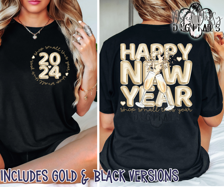 Happy New Year Balloon Gold and Black Versions Included Digital Download