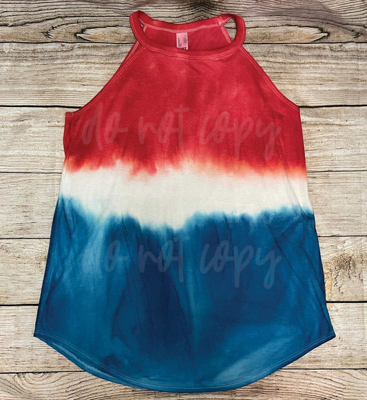 Patriotic stacked Rocker Tank Dyed Blank