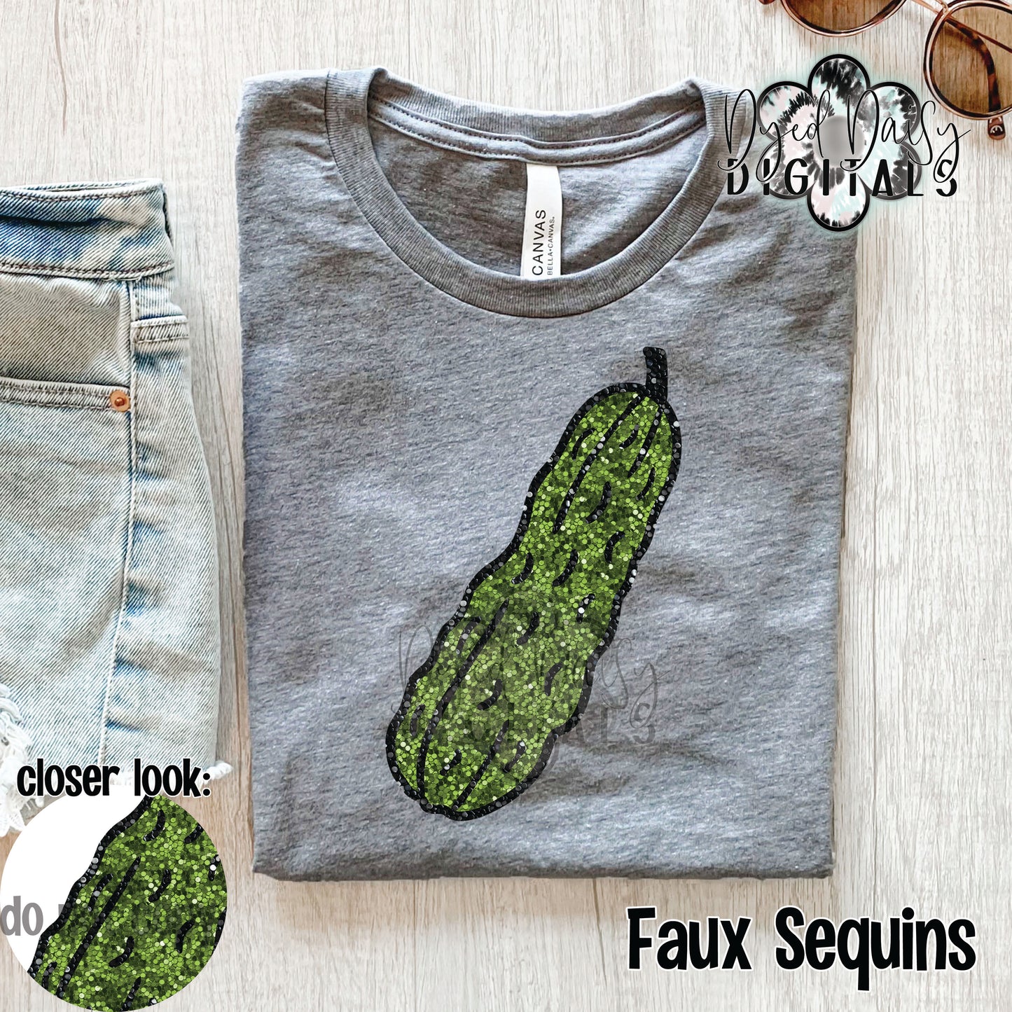 Pickle Clip Art Faux Sequin Digital Download