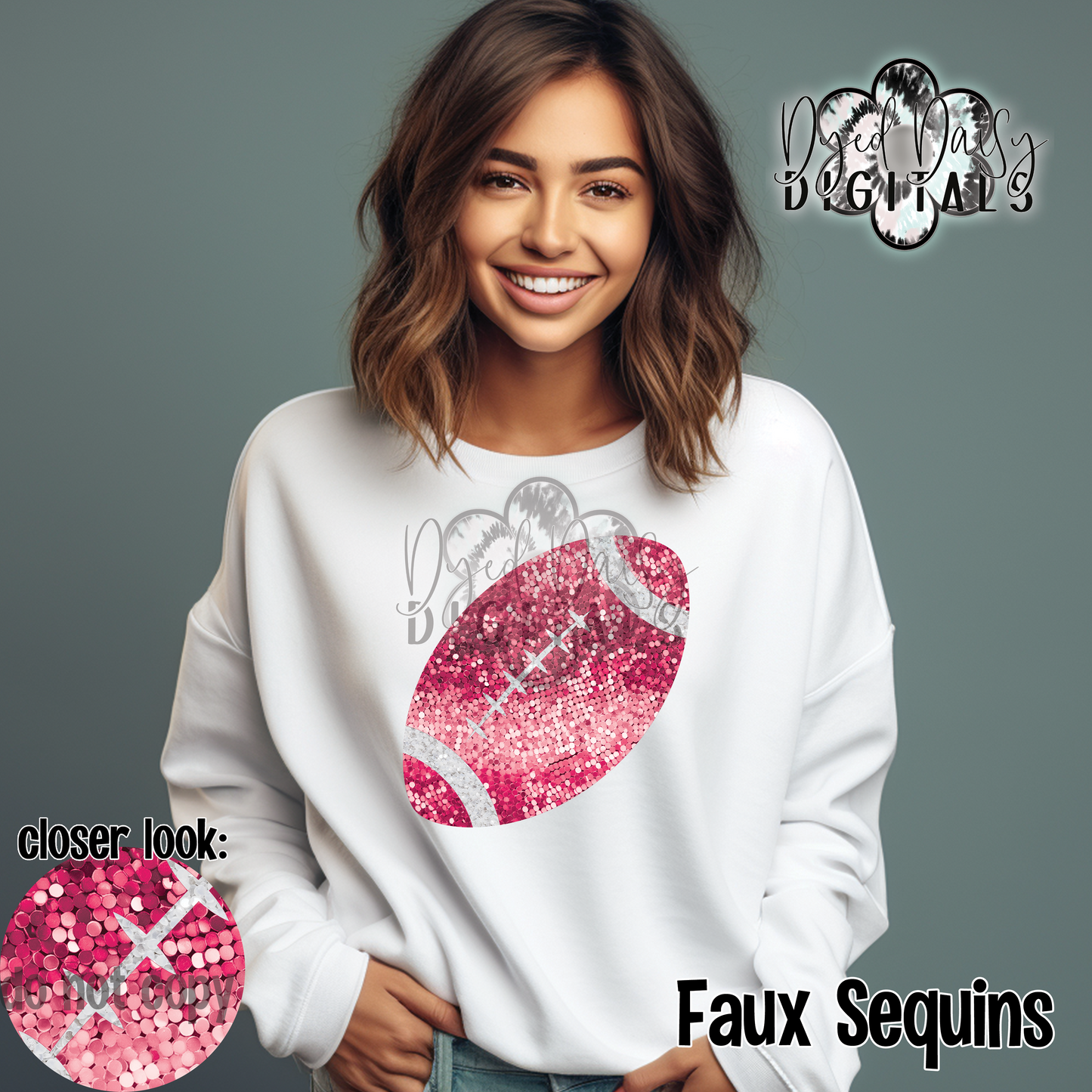 Pink Football Faux Sequin Digital Download