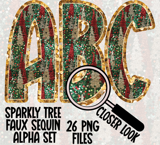 Sparkly Tree Faux Sequins Alpha Set Digital Download