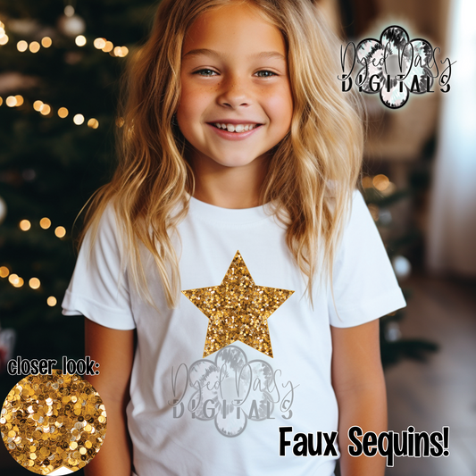 Faux Sequin Gold Star Digital Download