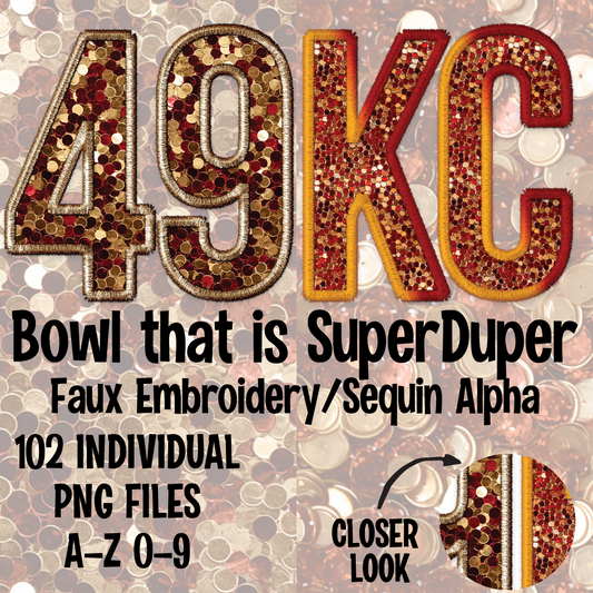 SuperDuper Faux Sequins Faux Embroidery Alpha Set Digital Download