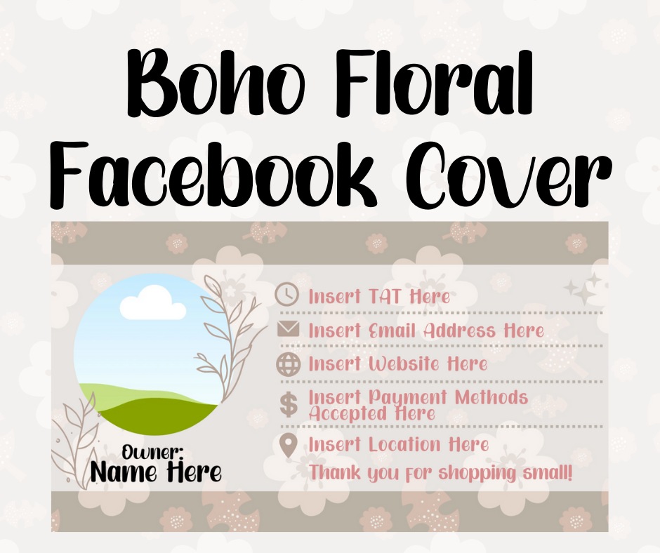 Boho Floral Facebook cover photo Banner Template - Must have Canva!