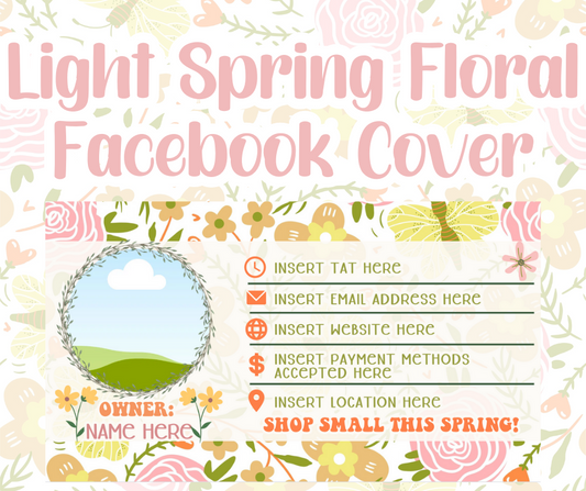 Light Spring Floral Facebook cover photo Banner Template - Must have Canva!